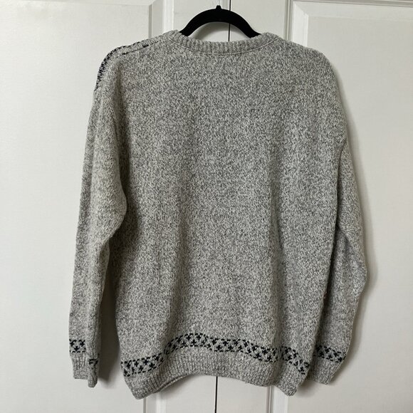 Vintage Weekend Edition Cardigan Womens M Wool Blend Gray Fair Isle Granny - Picture 4 of 6